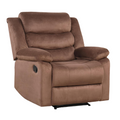 Manual Fabric Recliner Chair with Adjustable Backrest - Brown
