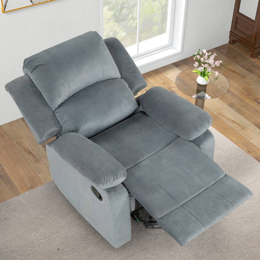 Velvet Manual Recliner Chair with Massage for Living Room