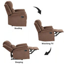 Velvet Massage Manual Recliner Chair - Brown