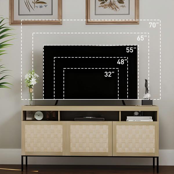 Tall TV Stand with Storage Cabinet for Living Room