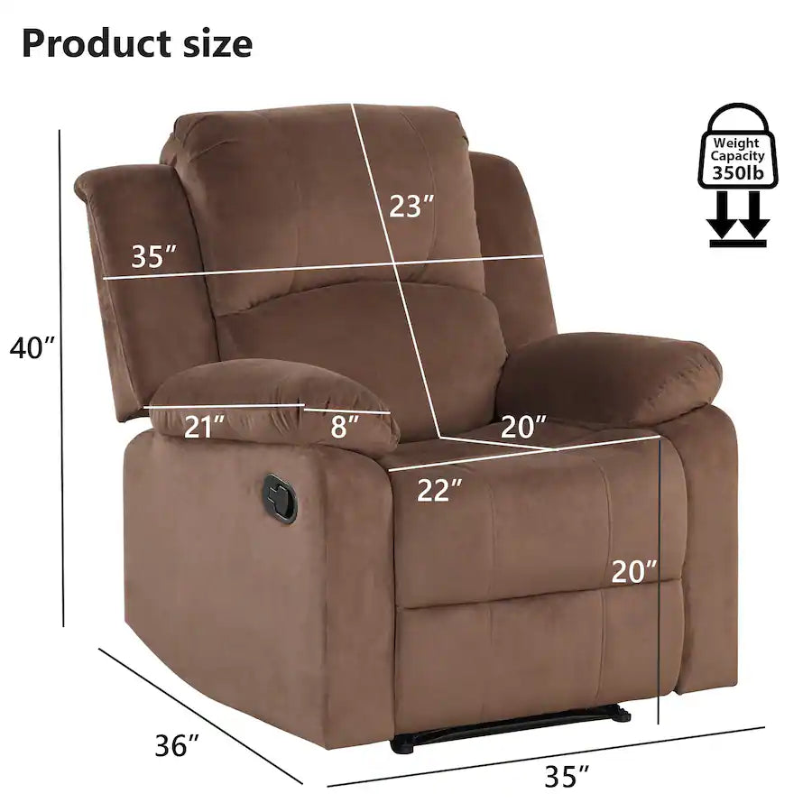 Velvet Manual Recliner Chair with Massage for Living Room