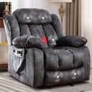 CANMOV Massage Glider Recliner Chair with Heat and Vibration Manual Recliner Antiskid Fabric Single Sofa Heavy Duty Reclining Chair for Living Room, Grey