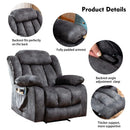 CANMOV Massage Glider Recliner Chair with Heat and Vibration Manual Recliner Antiskid Fabric Single Sofa Heavy Duty Reclining Chair for Living Room, Grey