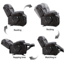 CANMOV Massage Glider Recliner Chair with Heat and Vibration Manual Recliner Antiskid Fabric Single Sofa Heavy Duty Reclining Chair for Living Room, Grey